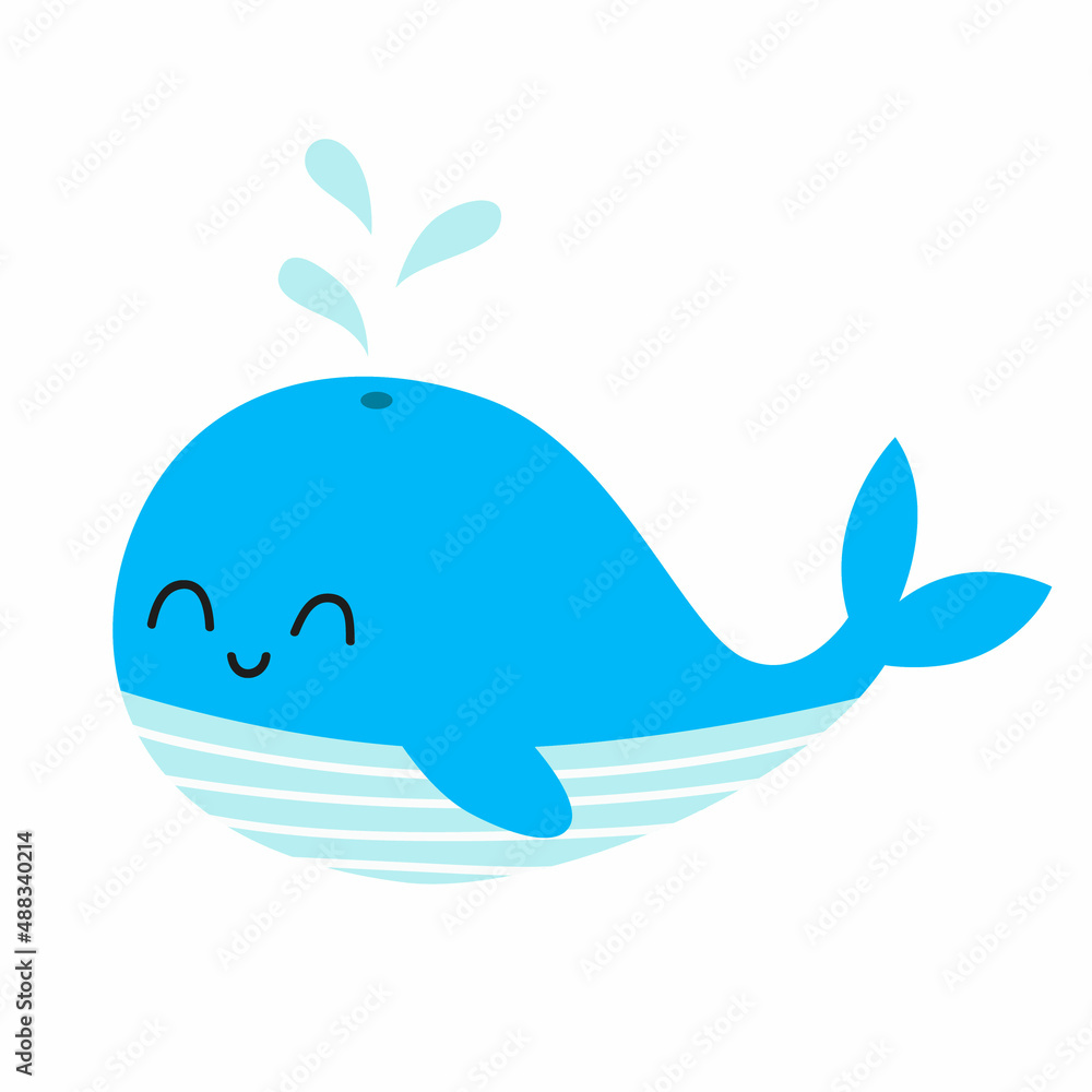 Cute blue whale. Vector childish illustration Cute blue whale. Vector childish illustration
