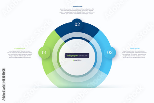 Three option circle infographic design template. Vector illustration
