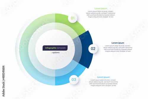 Three option circle infographic design template. Vector illustration
