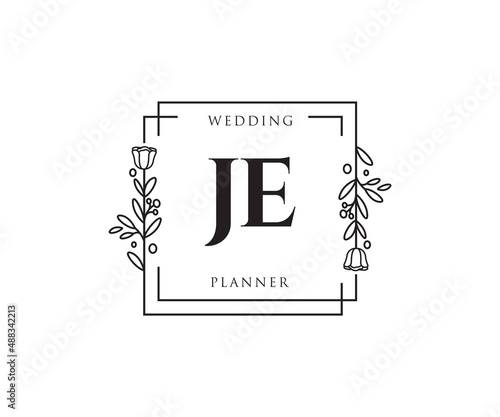 Initial JE feminine logo. Usable for Nature, Salon, Spa, Cosmetic and Beauty Logos. Flat Vector Logo Design Template Element. photo