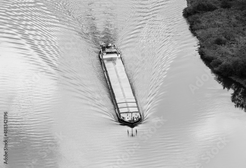 Moselle River Barge With Waves, Germany