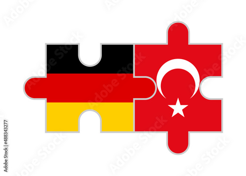 puzzle pieces of germany and turkey flags. vector illustration isolated on white background