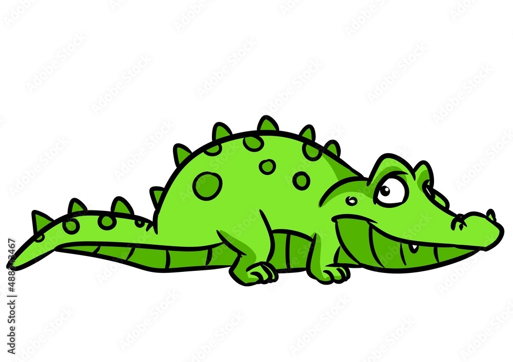 Obraz premium Green crocodile reptile character animal illustration cartoon