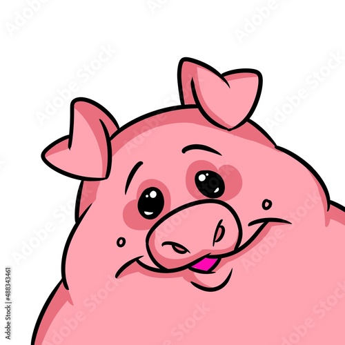 Pig portrait character smile animal illustration cartoon