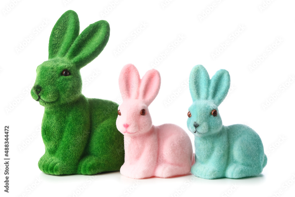 Obraz premium Beautiful Easter bunnies on white background