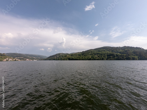 View on Douro River from the Pier nautical in the Pala, Ribadouro, Baiao, Portugal. photo