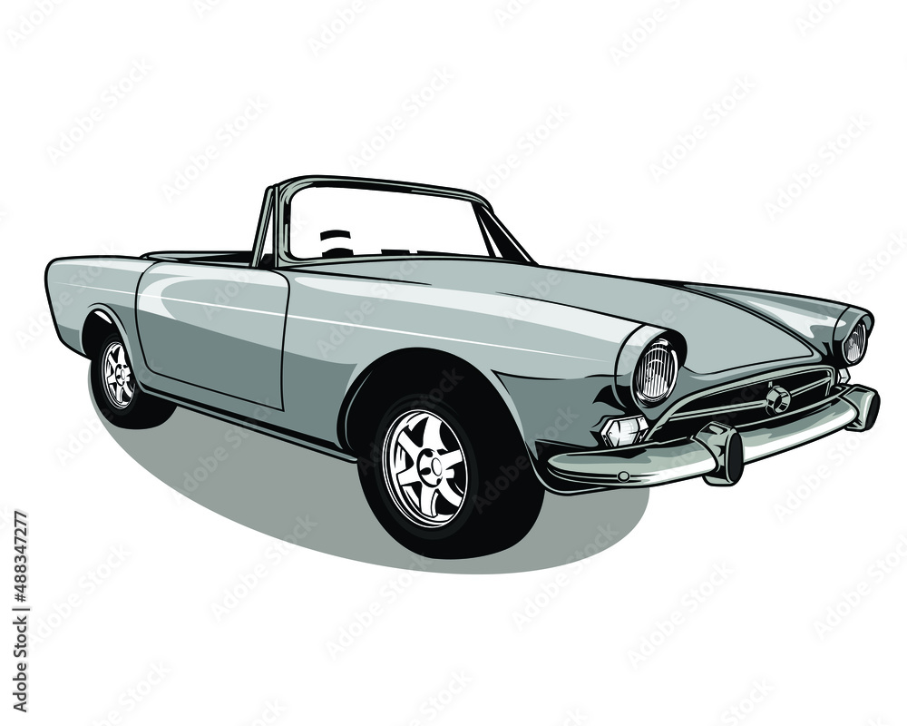 Classic car in grayscale in outline mode design illustration in vector design 2