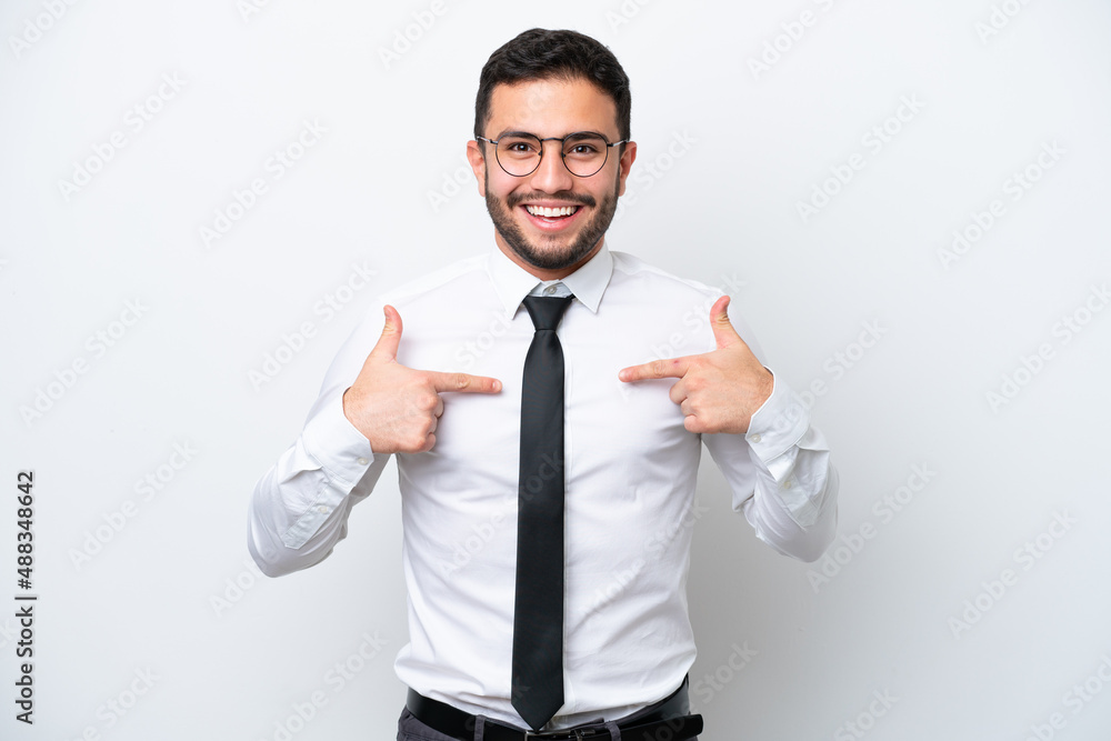 Business Brazilian man isolated on white background with surprise facial expression Business Brazilian man isolated on white background with surprise facial expression