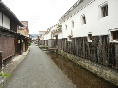 Japanese traditional houses in a tourist spot in Kurayoshi City in Tottori Prefecture in Japan                                                                                  