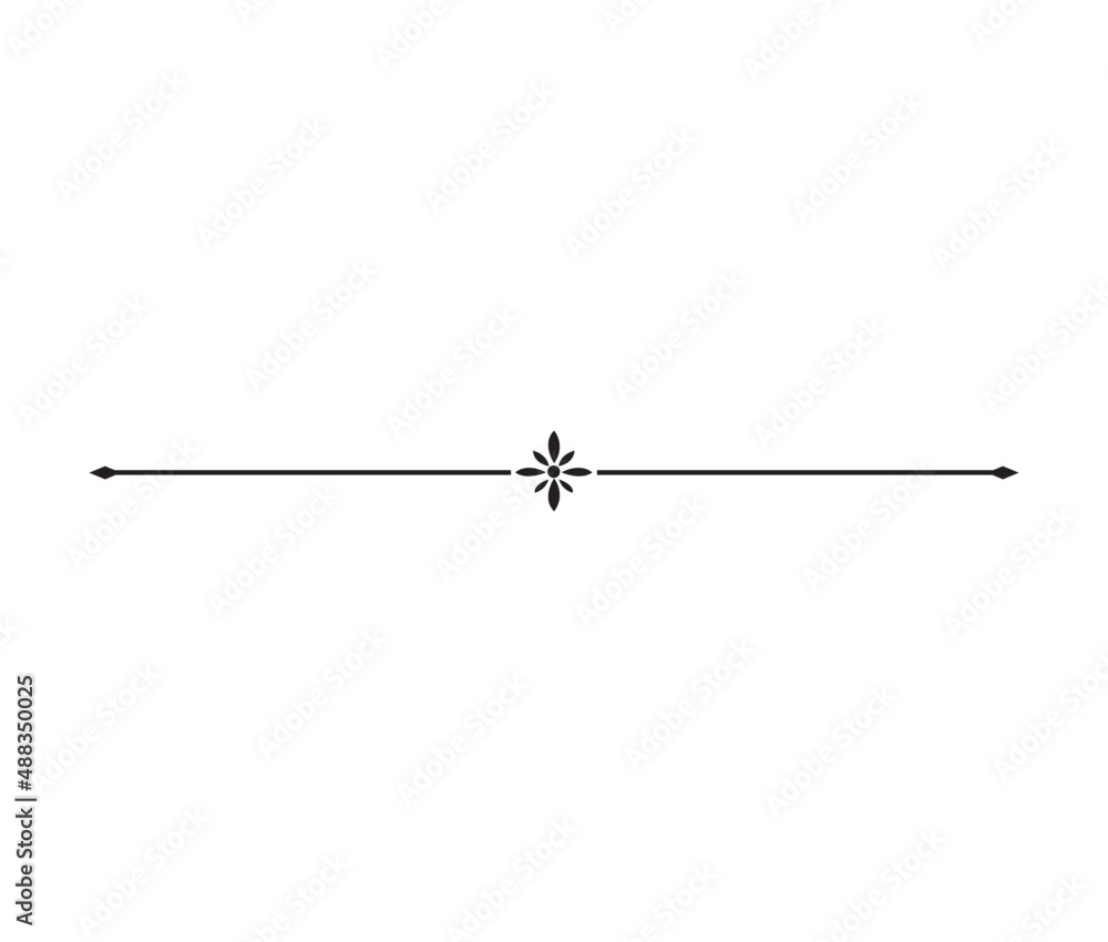 Calligraphy ornament line. Calligraphic text divider, border, separator decor design. Antique vintage victorian elegant decoration element. Filigree frame ornament line. Hand drawn vector illustration