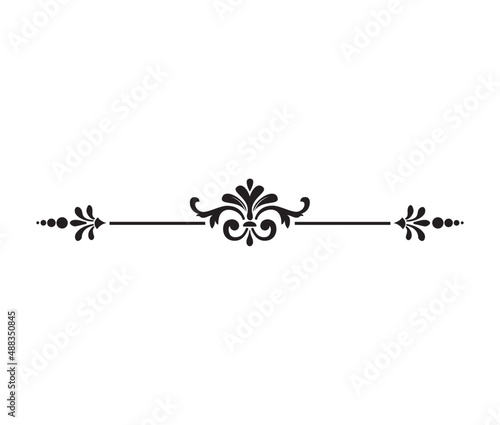 Calligraphy ornament line. Calligraphic text divider, border, separator decor design. Antique vintage victorian elegant decoration element. Filigree frame ornament line. Hand drawn vector illustration