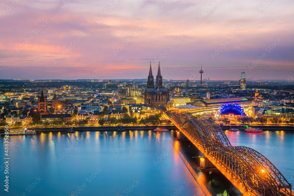 Downtown Cologne city skyline, cityscape of Germany