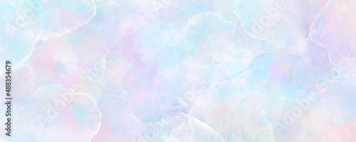 Watercolor vector art background for cards, flyer, poster, banner and cover design. Sky, clouds. Colorful hand drawn illustration for design interior. Multicolor watercolour texture.