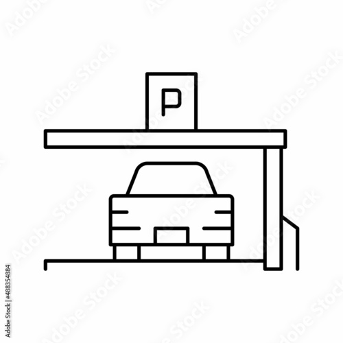 car on place of parking line icon vector illustration