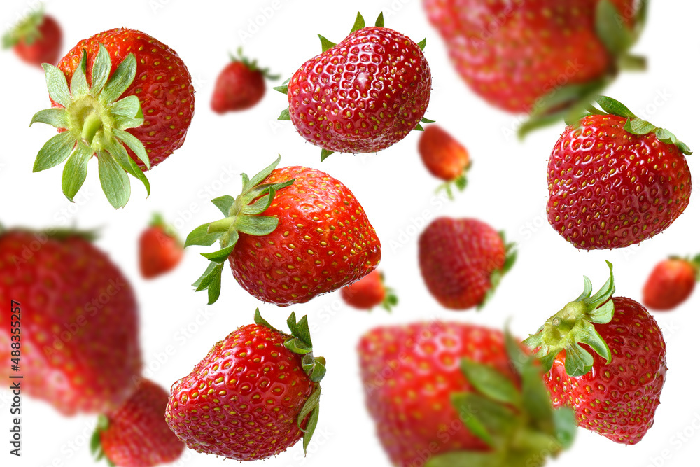 Strawberry levitating on a white background Strawberry levitating on a white background