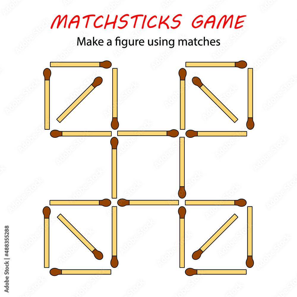Matchsticks game for kids. Puzzle game with matches. Hand motility training.