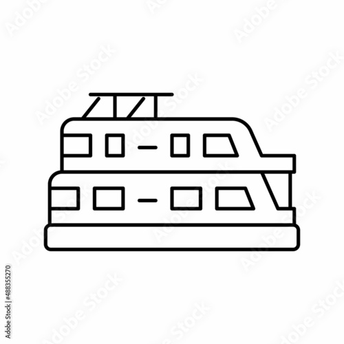 houseboat boat line icon vector illustration
