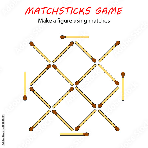 Matchsticks game for kids. Puzzle game with matches. Hand motility training.