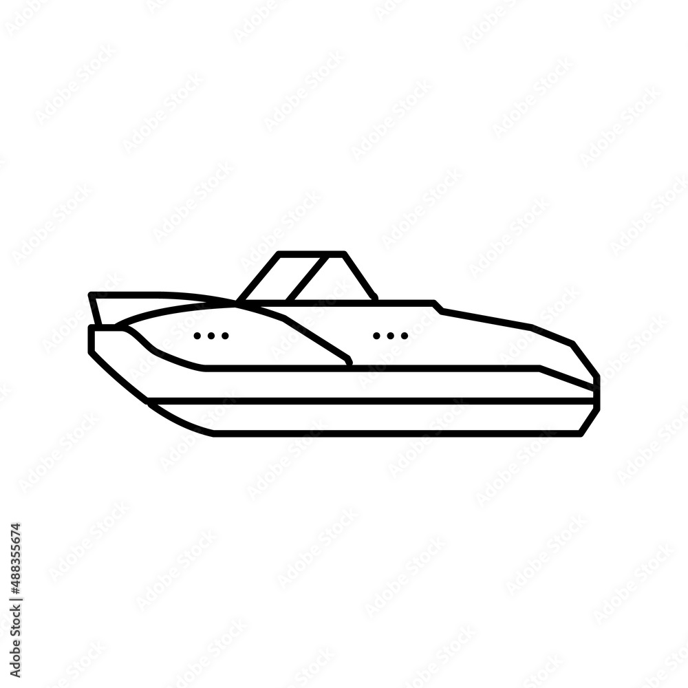 cuddy cabins boat line icon vector illustration