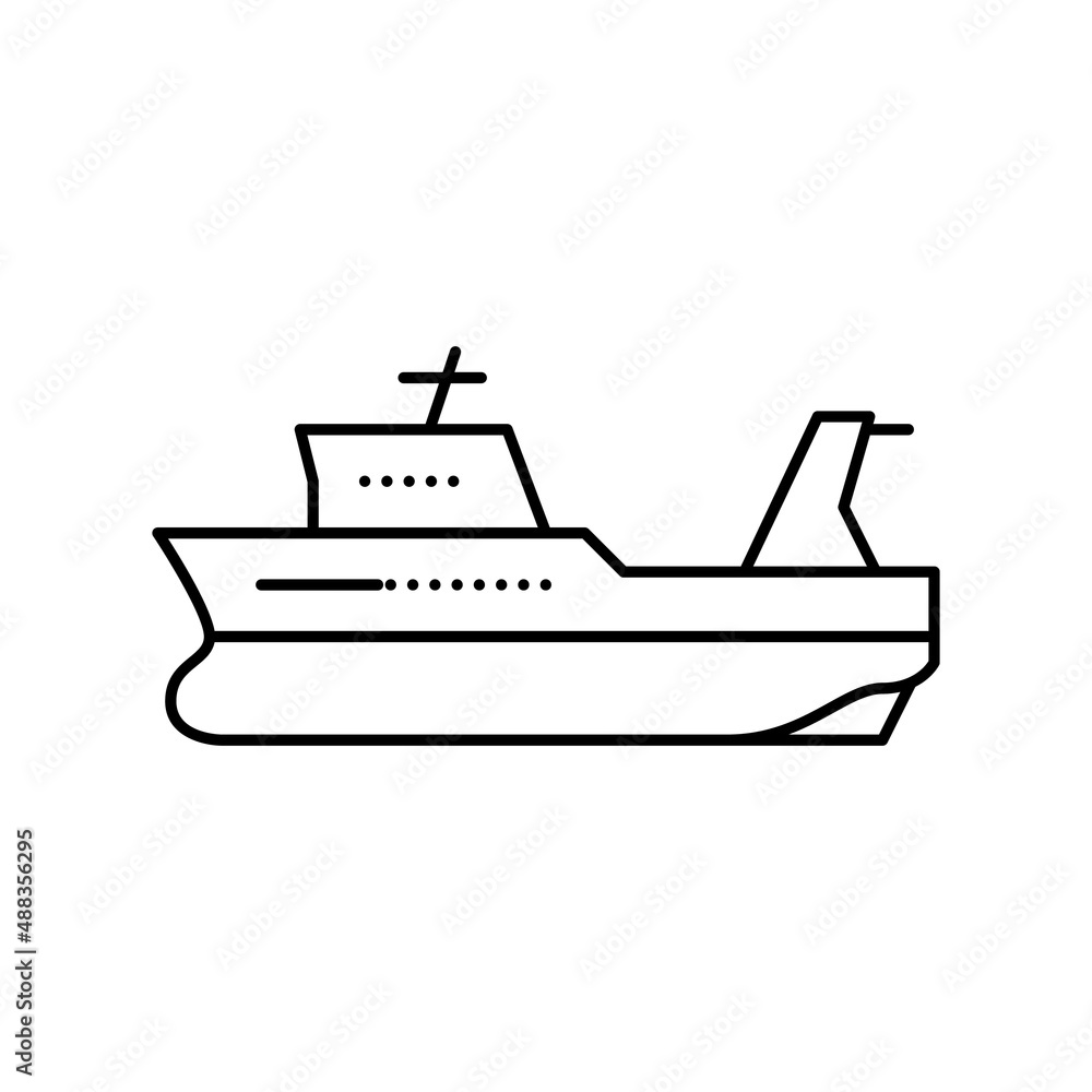 trawler boat line icon vector illustration
