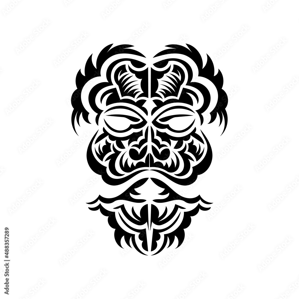 Maori mask. Traditional decor pattern from Polynesia and Hawaii. Isolated on white background. Flat style. Vector.