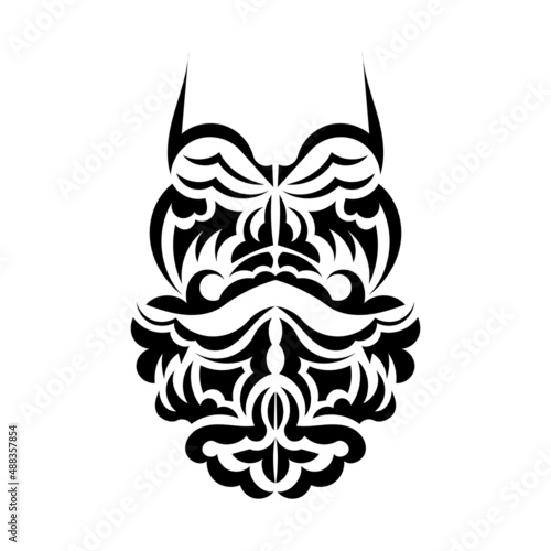 Maori mask. Frightening masks in the local ornament of Polynesia. Isolated. Flat style. Vector.