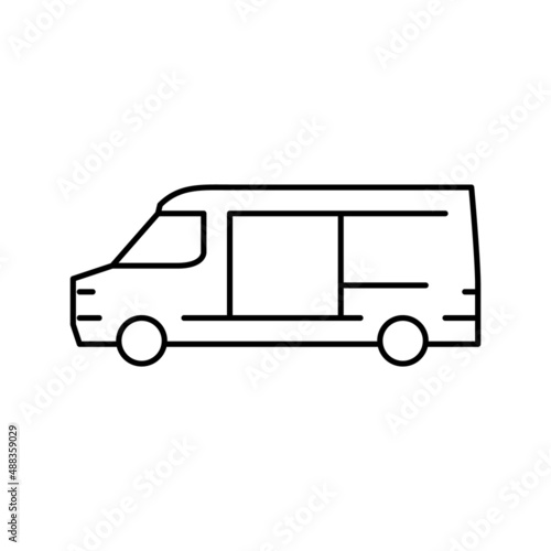 cargo van car line icon vector illustration