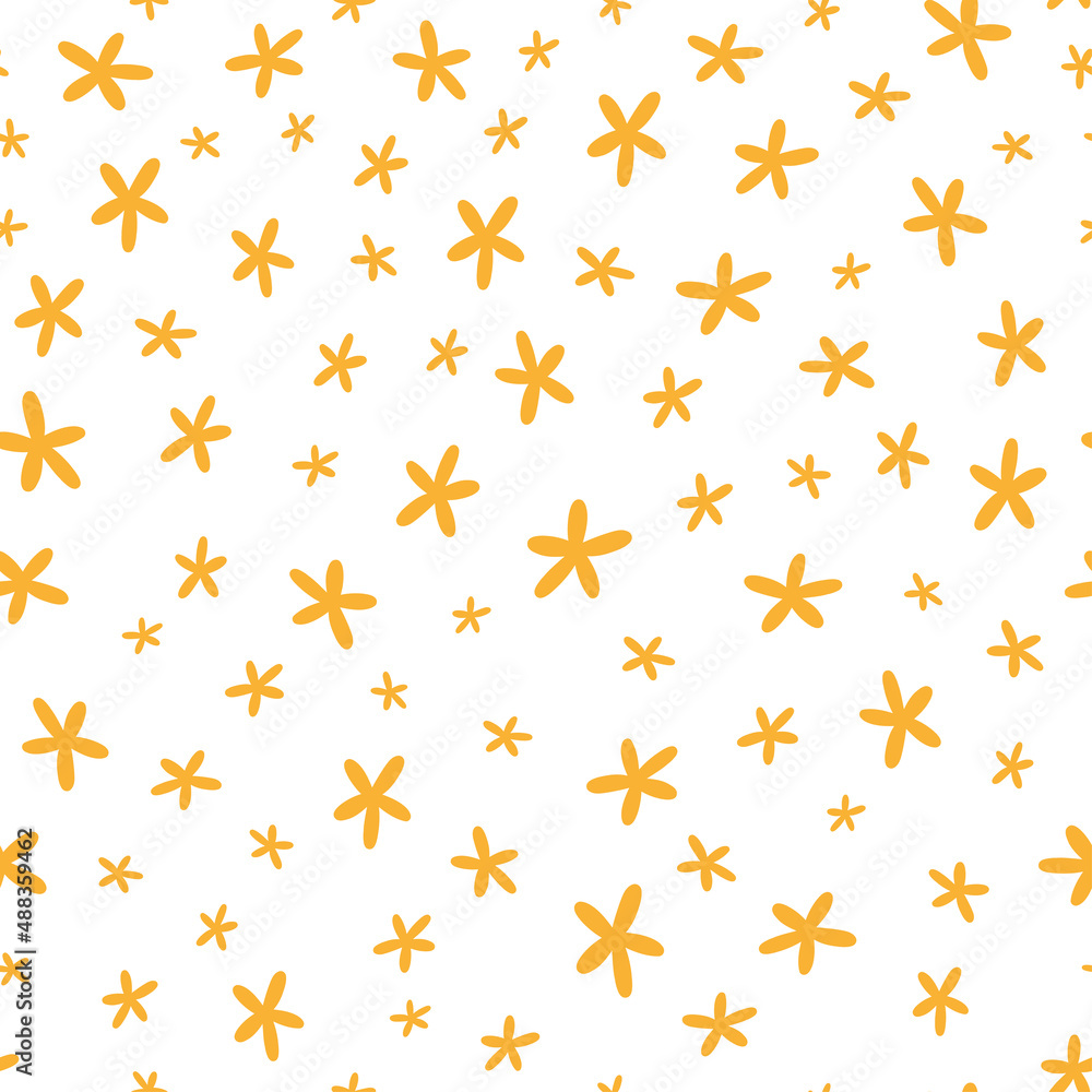 Yellow ditsy flowers seamless repeat pattern