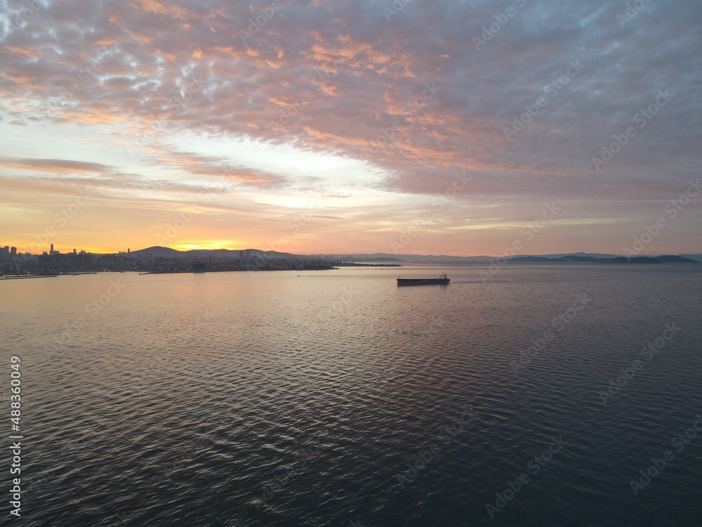 sunrise over the sea drone shot sunrise over the sea drone shot