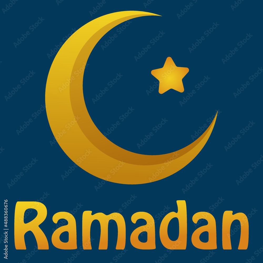 Vector Ramadan Kareem background.  Moon and stars on blue background. 