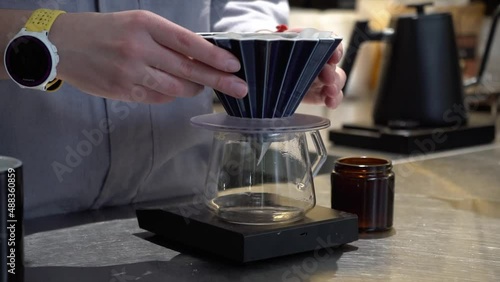Filter coffee preparation at the bar	
