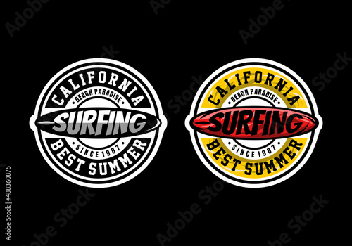 Logo California Surfing Beach Vector Illustration Template Good for Any Industry