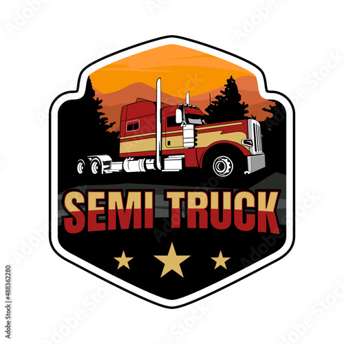 semi truck logo design vector	