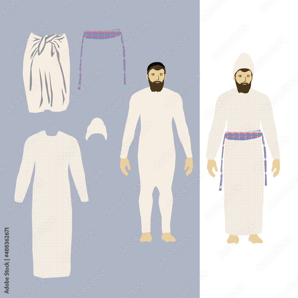 Vector drawing of the lay priest. An Israeli Jew in authentic