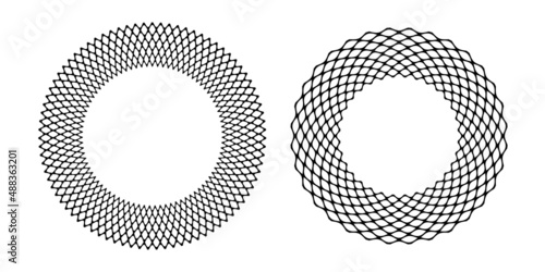 Decorative geometric circle grid border patterns.