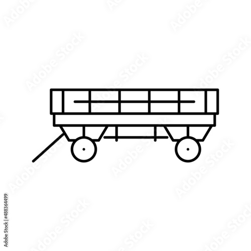 wagon farm line icon vector illustration