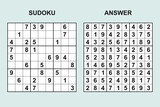 Vector sudoku with answer 456. Puzzle game with numbers.