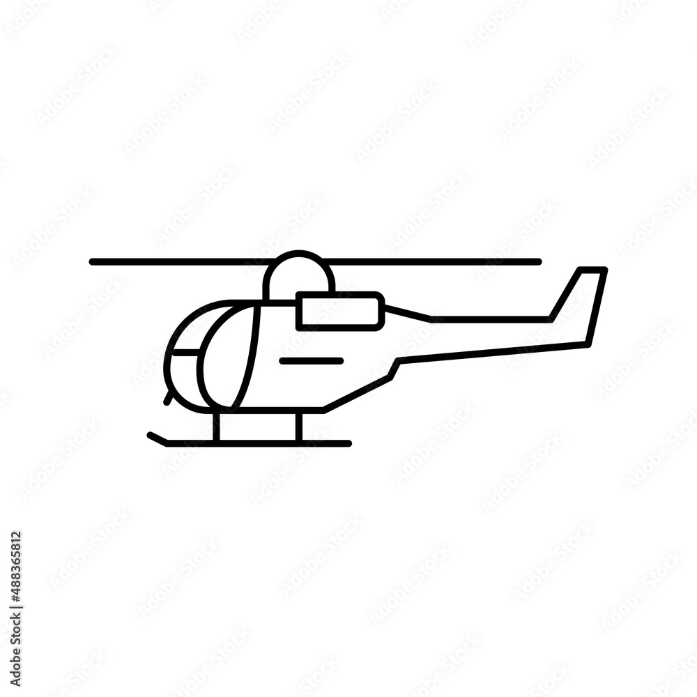 helicopter flight school line icon vector illustration