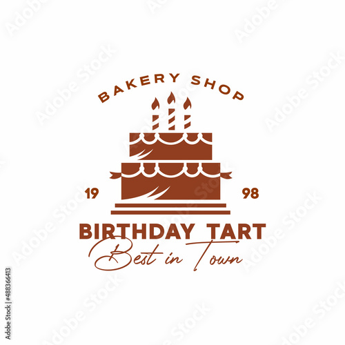 illustration vector graphic of birthday cake tart vintage logo good for bakery shop logo