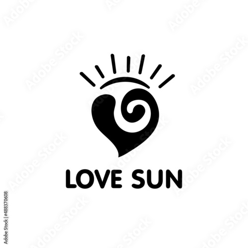 Love shaped wave illustration logo, shining heart