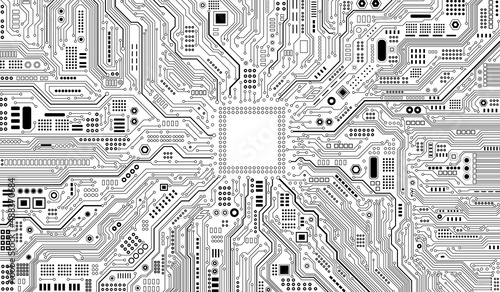 CPU Chip on Motherboard. Central Computer Processors CPU concept. Quantum computer, large data processing, database concept. Futuristic microchip processor. Digital chip.