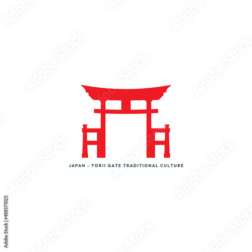 Japan torii gate famous landmark logo vector illustration