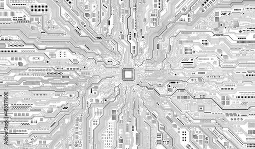 CPU Chip on Motherboard. Central Computer Processors CPU concept. Quantum computer large data processing database concept. Futuristic microchip processor. Digital chip.