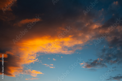 Natural textured landscape of beautiful colourful clouds at sunset. © Lalandrew