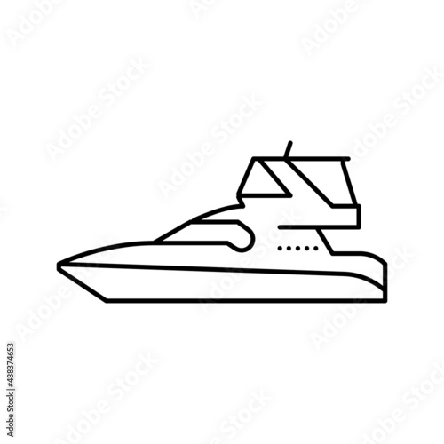 sedan bridge boat line icon vector illustration