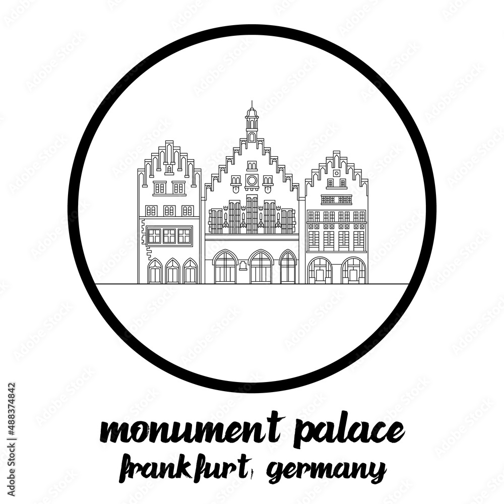 Circle Icon line Monument Palace. vector illustration