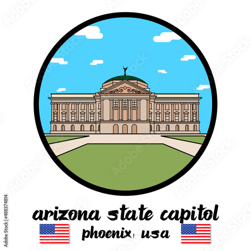 Circle Icon line Arizona State Capitol. vector illustration. vector illustration photo