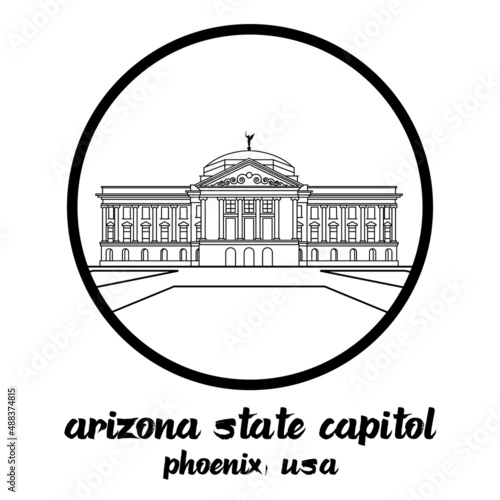 Circle Icon line Arizona State Capitol. vector illustration. vector illustration