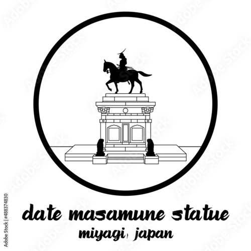 Circle Icon line Date Masamune Statue. vector illustration photo
