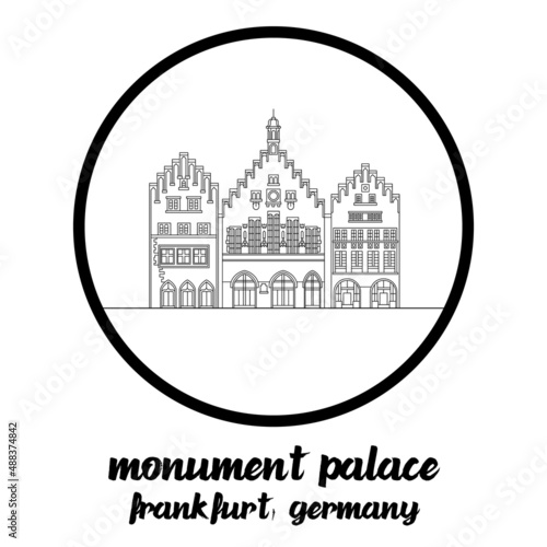 Circle Icon line Monument Palace. vector illustration